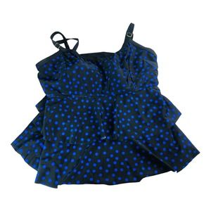 1133 swim for all women's 16 blue polka dot tiered ruffle swim bathing tankini